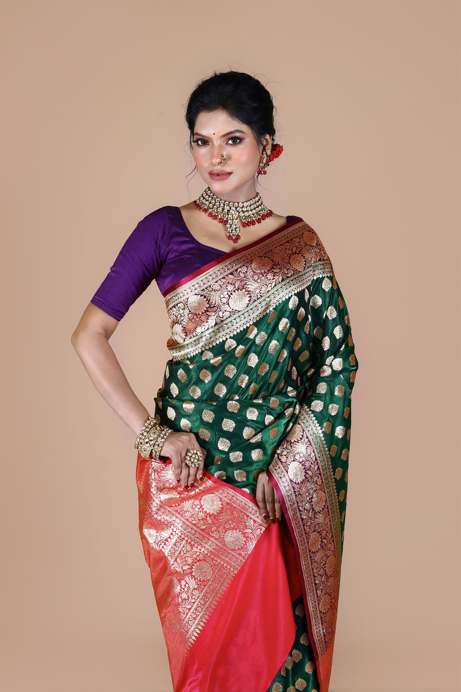 Green Banarasi Blended Silk Saree with Zari work