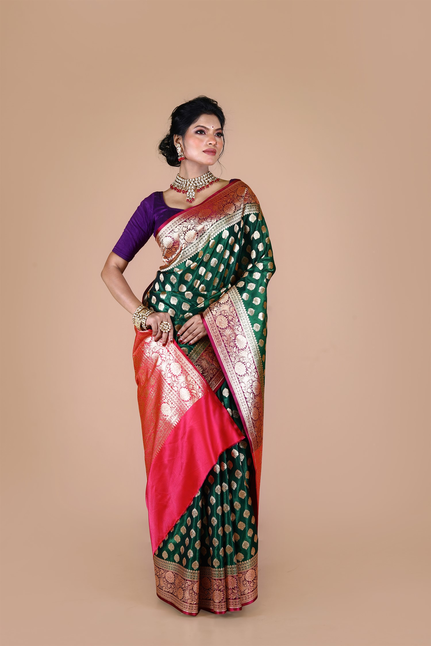 Green Banarasi Blended Silk Saree with Zari work