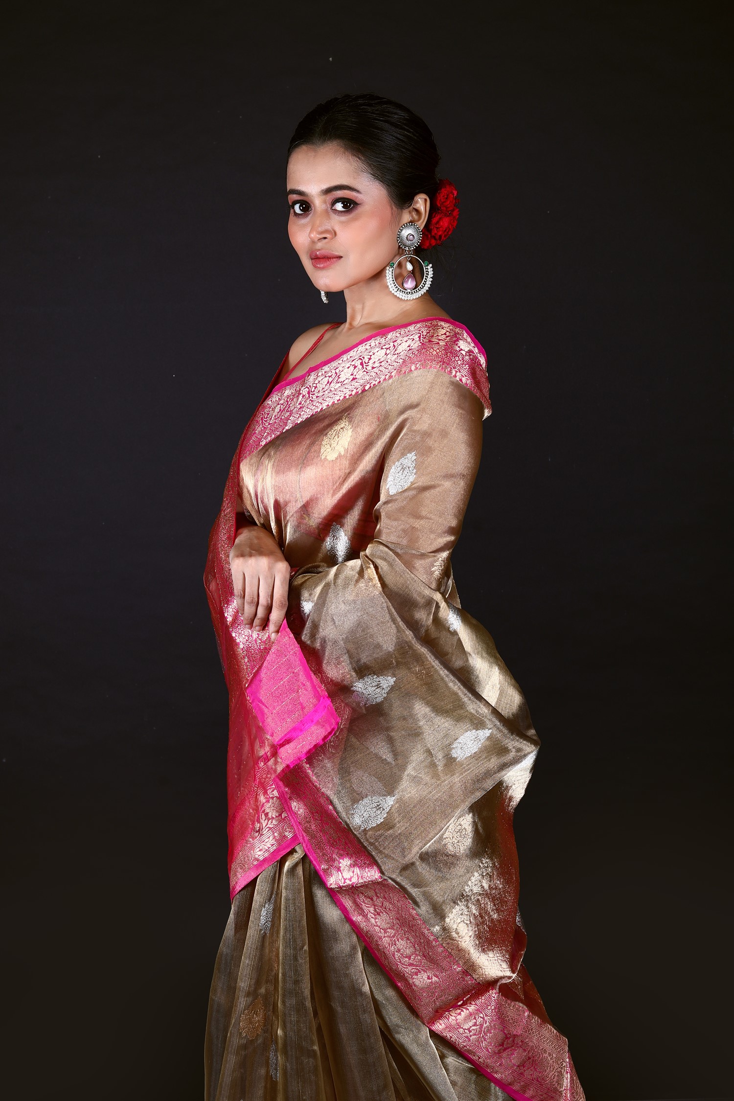 Pink Pure Tissue Silk Banarasi Handloom Saree with Zari work