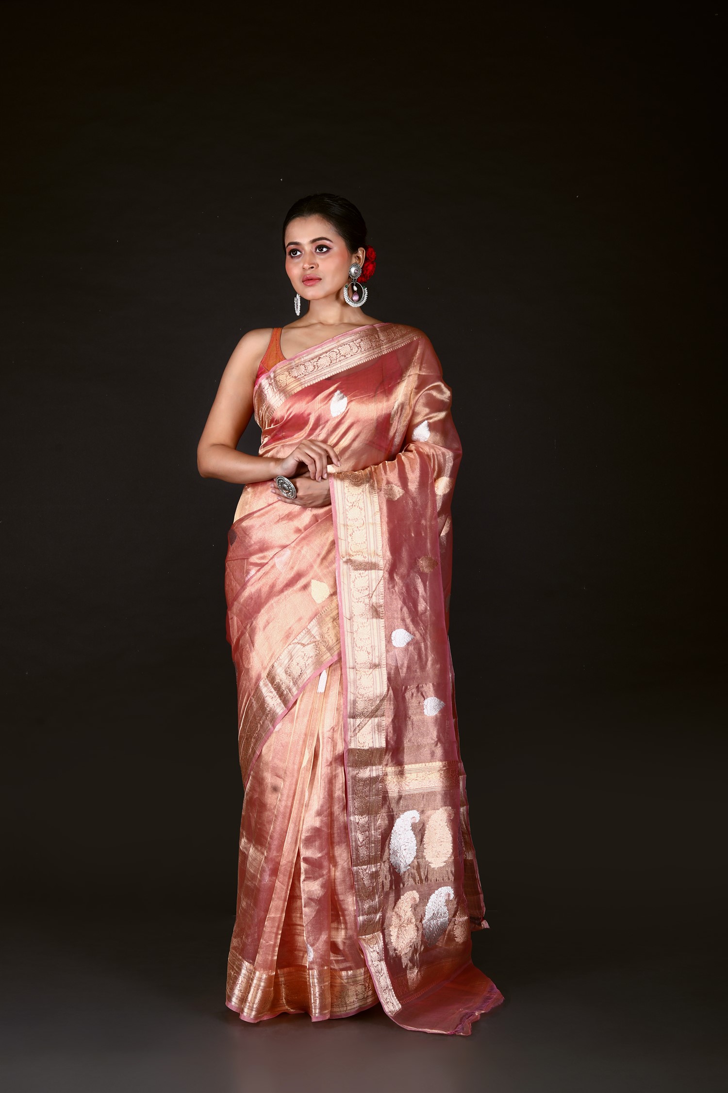 Pink Pure Tissue Silk Banarasi Handloom Saree with Zari work