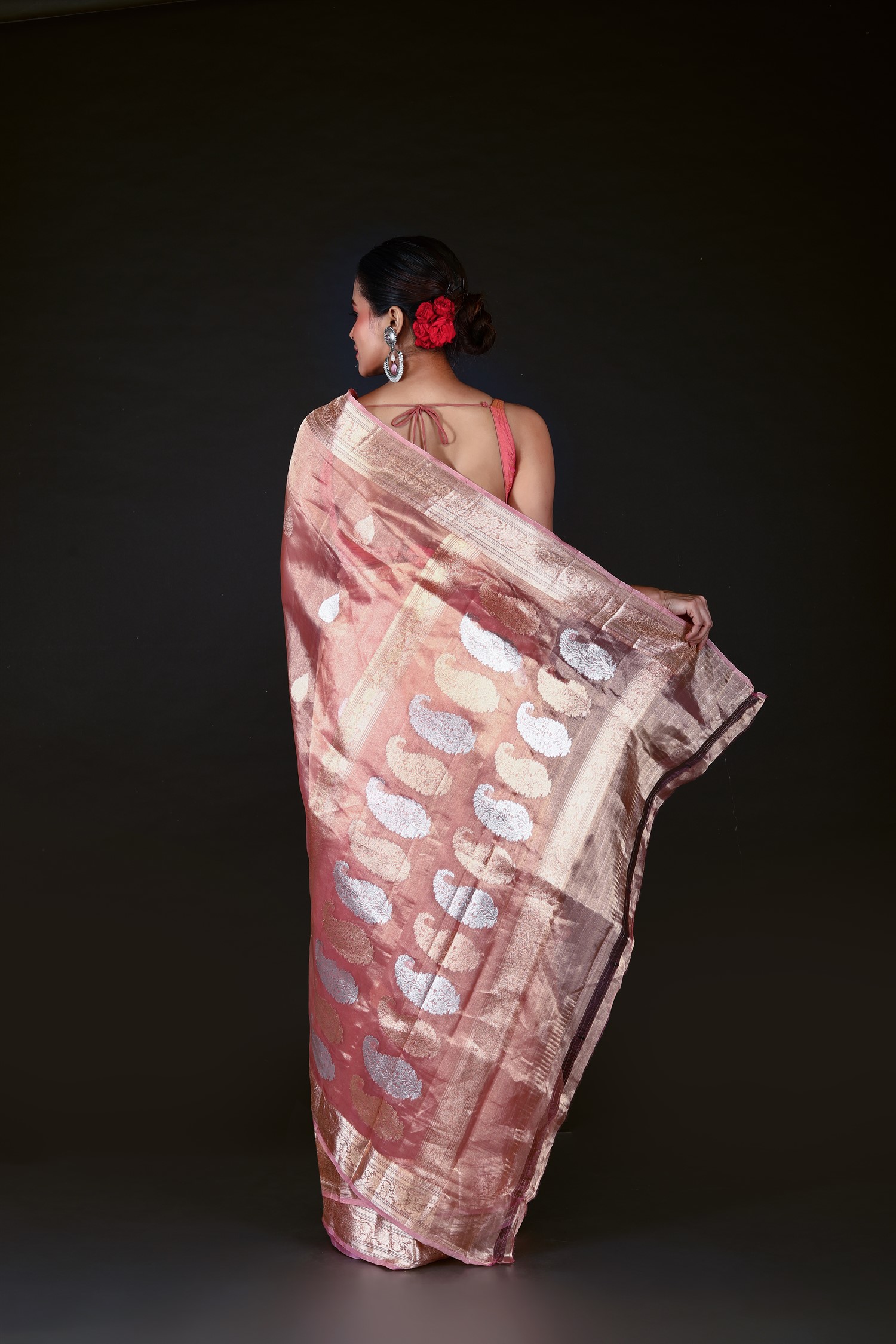 Pink Pure Tissue Silk Banarasi Handloom Saree with Zari work